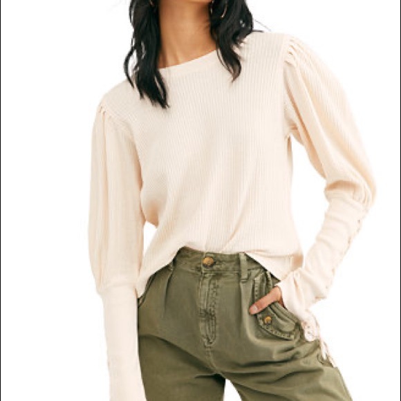 Free People Tops - Free People FP One Womens Top Tasha Thermal Waffle Baby Pink Sz. XL